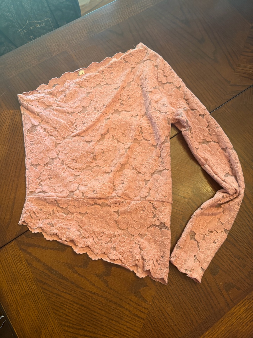 Free people Pink Lace One-Shoulder Long Sleeve Top size medium